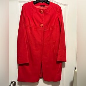 Bright red wool and cashmere blend coat